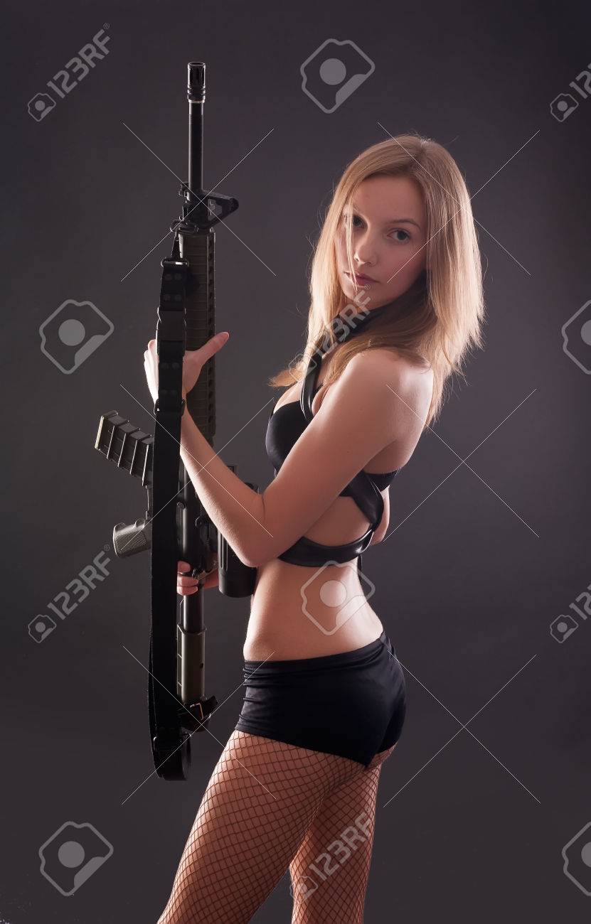 Sexy chicks with guns cum